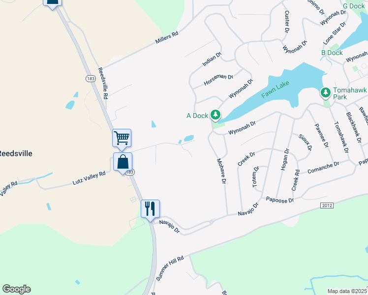 map of restaurants, bars, coffee shops, grocery stores, and more near 56 Plum Creek Road in Schuylkill Haven