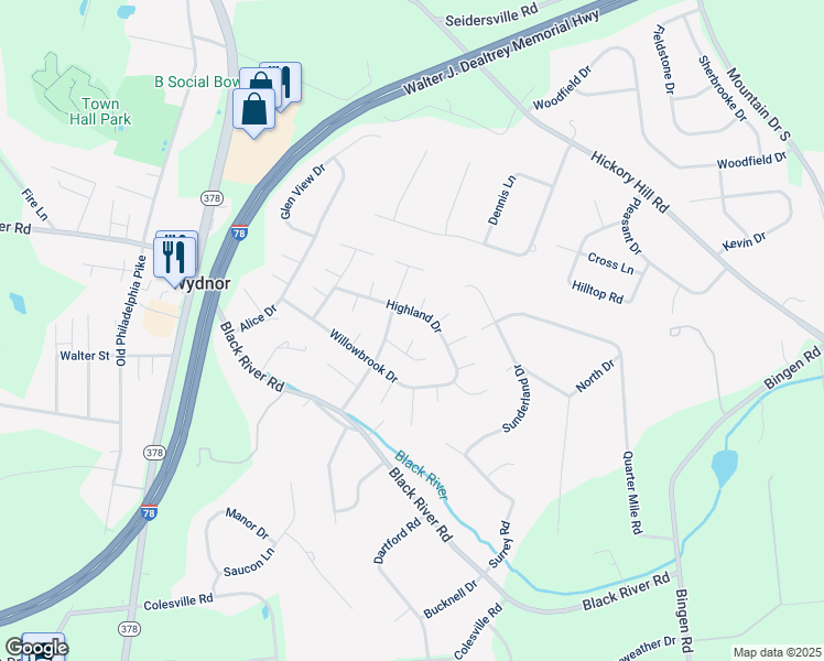 map of restaurants, bars, coffee shops, grocery stores, and more near 1996 Glenwood Court in Bethlehem