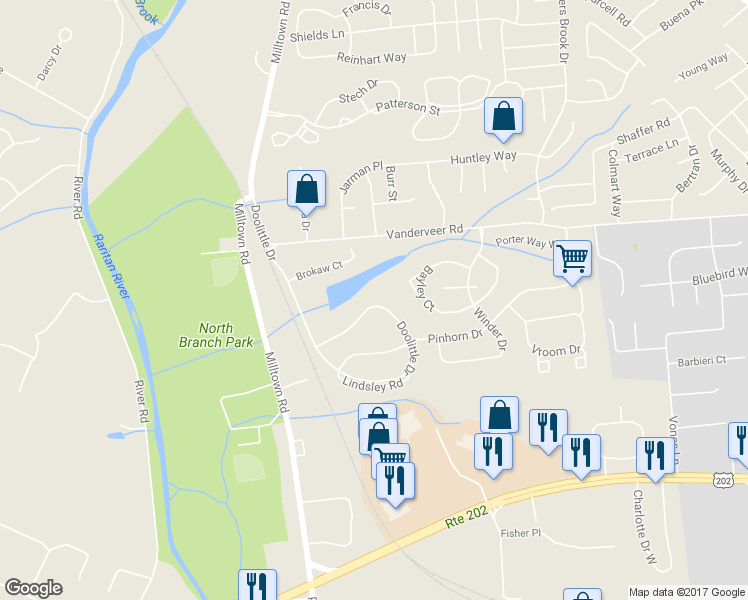map of restaurants, bars, coffee shops, grocery stores, and more near 1605 Doolittle Drive in Bridgewater