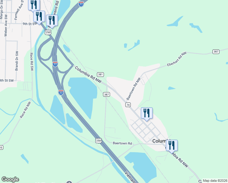 map of restaurants, bars, coffee shops, grocery stores, and more near 6700 Short Drive Road Northeast in Dover