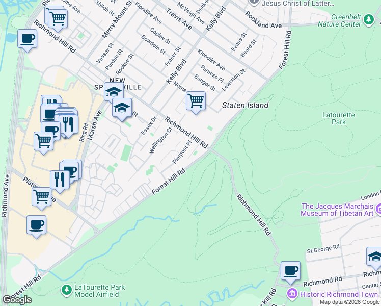 map of restaurants, bars, coffee shops, grocery stores, and more near 9 Pierpont Place in Staten Island