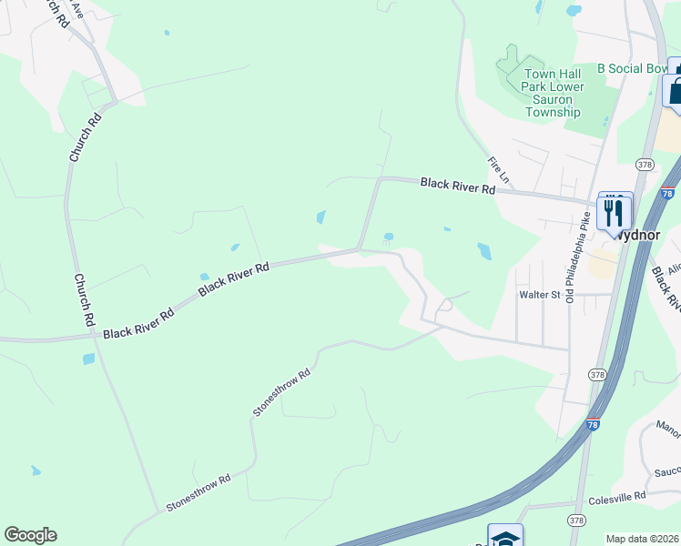 map of restaurants, bars, coffee shops, grocery stores, and more near 2264 Black River Road in Bethlehem