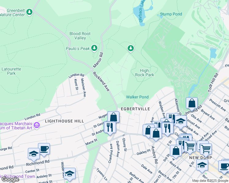 map of restaurants, bars, coffee shops, grocery stores, and more near 15 Charles Court in Staten Island