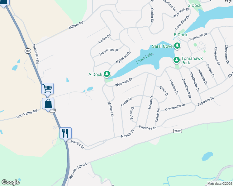 map of restaurants, bars, coffee shops, grocery stores, and more near 220 Wynonah Drive in Auburn