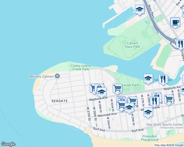 map of restaurants, bars, coffee shops, grocery stores, and more near 3522 Bayview Avenue in Brooklyn