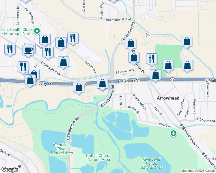 map of restaurants, bars, coffee shops, grocery stores, and more near in Fort Collins