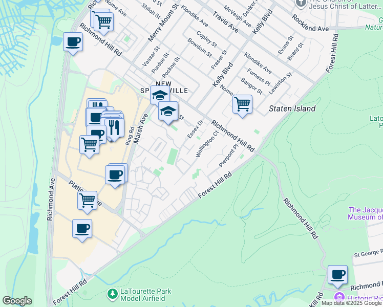 map of restaurants, bars, coffee shops, grocery stores, and more near 115 Essex Drive in Staten Island