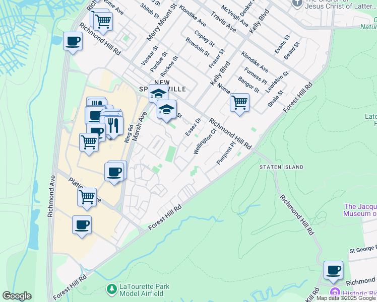 map of restaurants, bars, coffee shops, grocery stores, and more near 115 Essex Drive in Staten Island