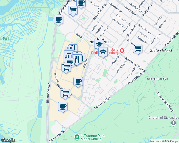 map of restaurants, bars, coffee shops, grocery stores, and more near in Staten Island