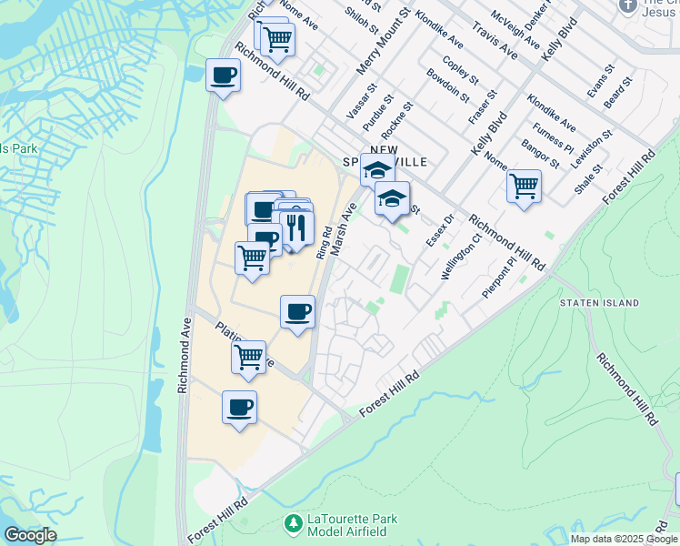 map of restaurants, bars, coffee shops, grocery stores, and more near in Staten Island
