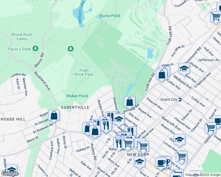 map of restaurants, bars, coffee shops, grocery stores, and more near 218 Beacon Avenue in Staten Island