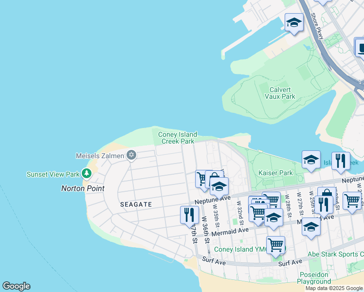 map of restaurants, bars, coffee shops, grocery stores, and more near 3701 Bayview Avenue in Brooklyn