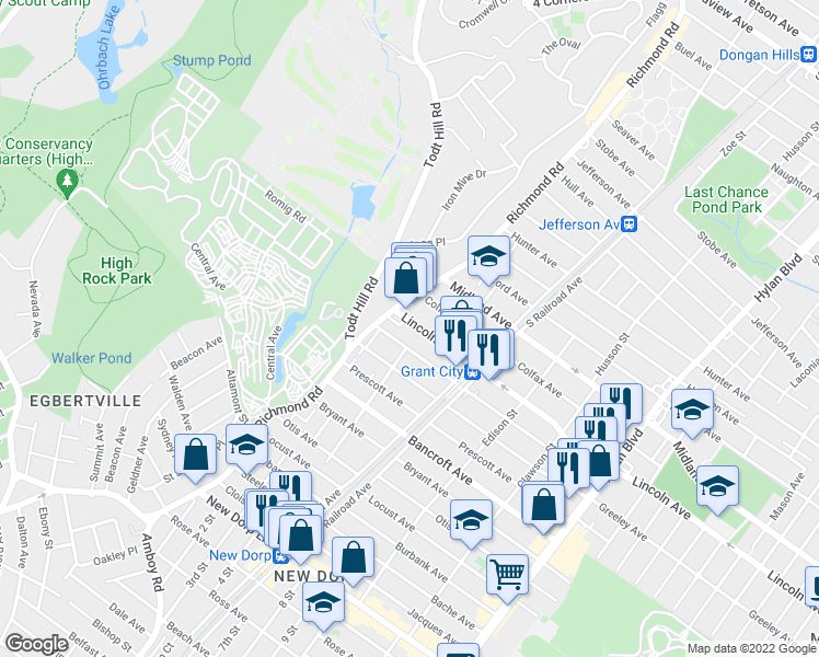 map of restaurants, bars, coffee shops, grocery stores, and more near in Staten Island