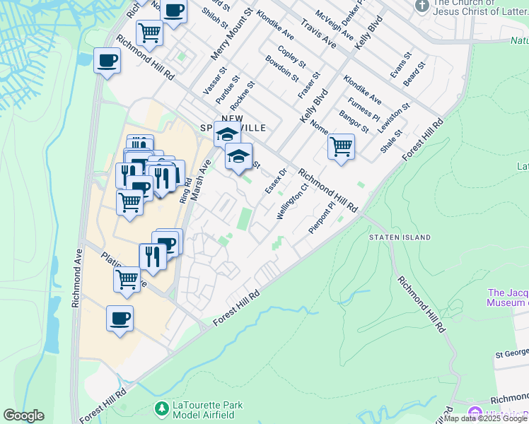 map of restaurants, bars, coffee shops, grocery stores, and more near 115 Essex Drive in Staten Island