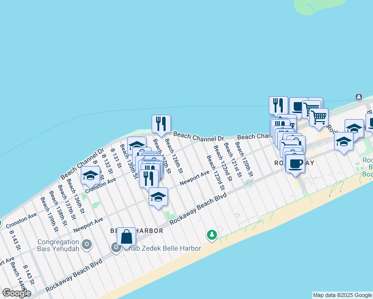 map of restaurants, bars, coffee shops, grocery stores, and more near 124-14 Cronston Avenue in Queens