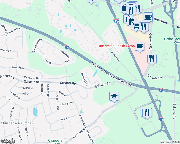 map of restaurants, bars, coffee shops, grocery stores, and more near 5235 Surrey Court in Allentown