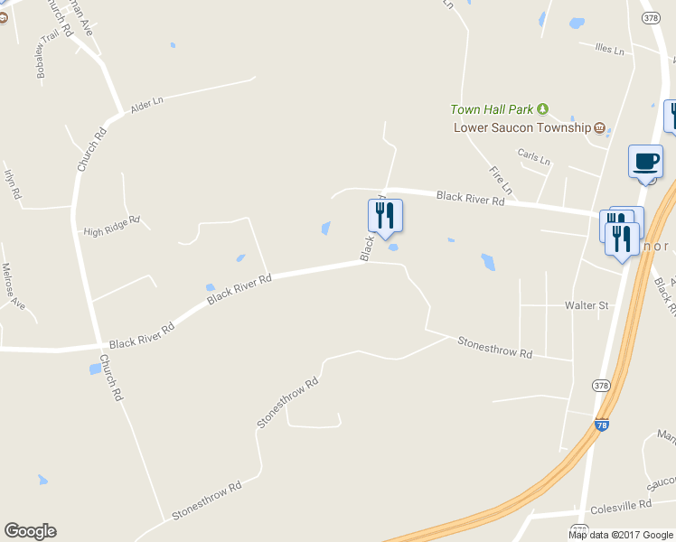 map of restaurants, bars, coffee shops, grocery stores, and more near 2264 Black River Road in Bethlehem