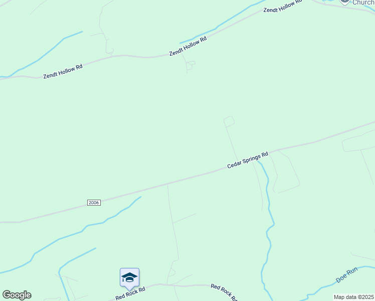 map of restaurants, bars, coffee shops, grocery stores, and more near 4349 Cedar Springs Road in Mifflintown