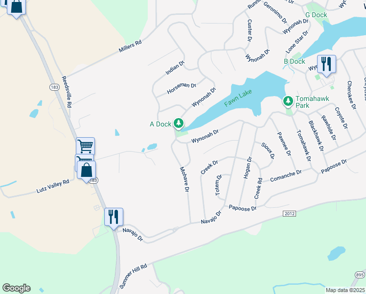 map of restaurants, bars, coffee shops, grocery stores, and more near 443 Wynonah Drive in Auburn