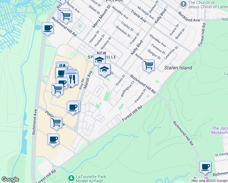 map of restaurants, bars, coffee shops, grocery stores, and more near 115 Essex Drive in Staten Island