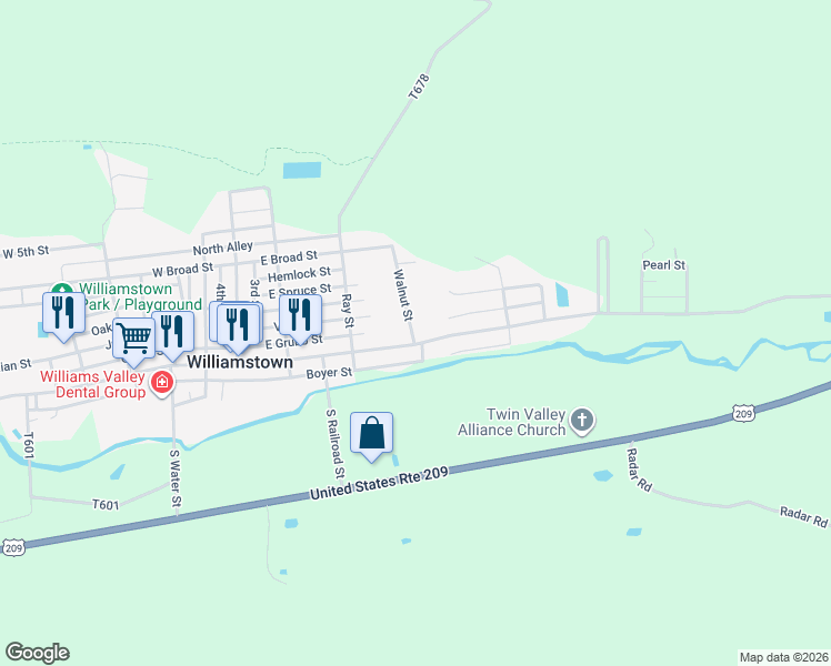 map of restaurants, bars, coffee shops, grocery stores, and more near 111 Walnut Street in Williamstown