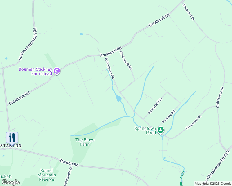map of restaurants, bars, coffee shops, grocery stores, and more near 11 Springtown Road in Hunterdon County