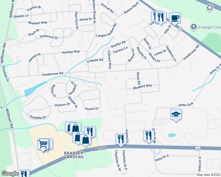 map of restaurants, bars, coffee shops, grocery stores, and more near 27 Hidden Pond Court in Raritan