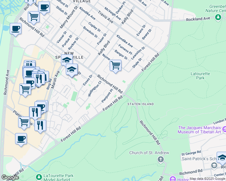 map of restaurants, bars, coffee shops, grocery stores, and more near 9 Pierpont Place in Staten Island
