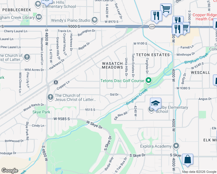 map of restaurants, bars, coffee shops, grocery stores, and more near in South Jordan