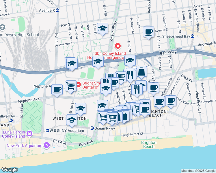 map of restaurants, bars, coffee shops, grocery stores, and more near 367 Neptune Avenue in Brooklyn