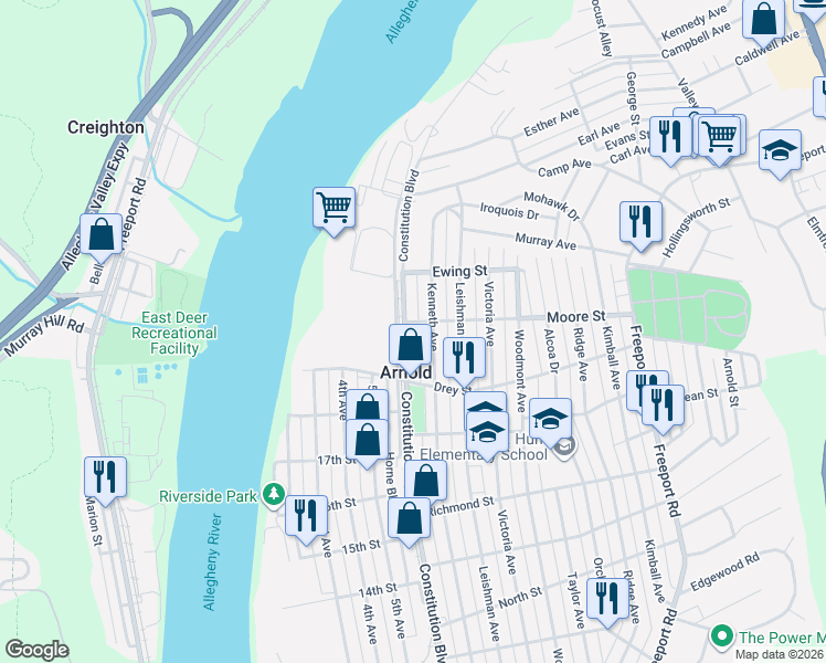 map of restaurants, bars, coffee shops, grocery stores, and more near 1875 Doctor Thomas Boulevard in Arnold