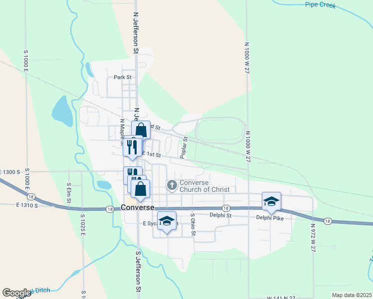 map of restaurants, bars, coffee shops, grocery stores, and more near in Converse