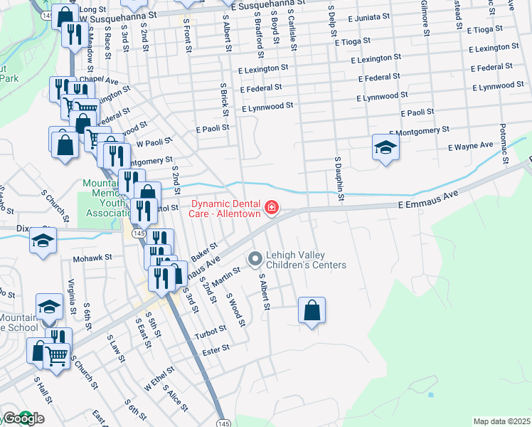 map of restaurants, bars, coffee shops, grocery stores, and more near 1932 Chapel Avenue in Allentown