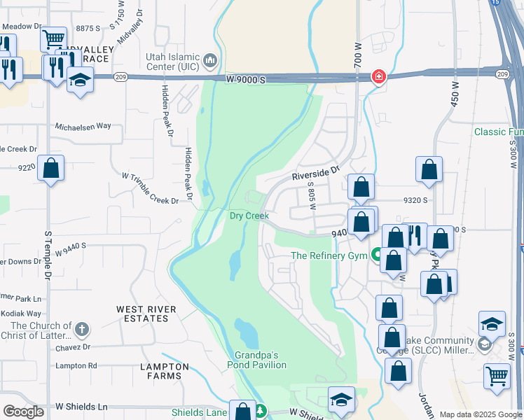map of restaurants, bars, coffee shops, grocery stores, and more near 828 Chartres Avenue in Sandy