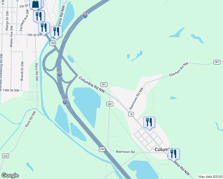 map of restaurants, bars, coffee shops, grocery stores, and more near 6700-6820 Short Drive Rd NE in Dover