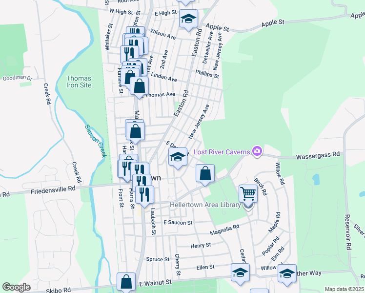map of restaurants, bars, coffee shops, grocery stores, and more near 906 New Jersey Avenue in Hellertown
