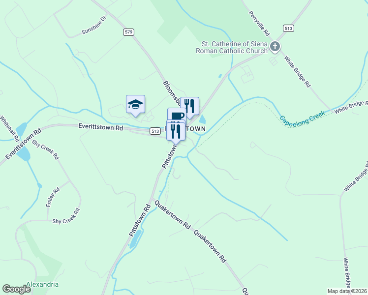 map of restaurants, bars, coffee shops, grocery stores, and more near 367 Pittstown Road in Franklin Township