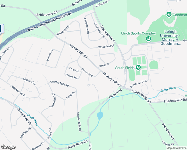 map of restaurants, bars, coffee shops, grocery stores, and more near 2037 Pleasant Drive in Bethlehem