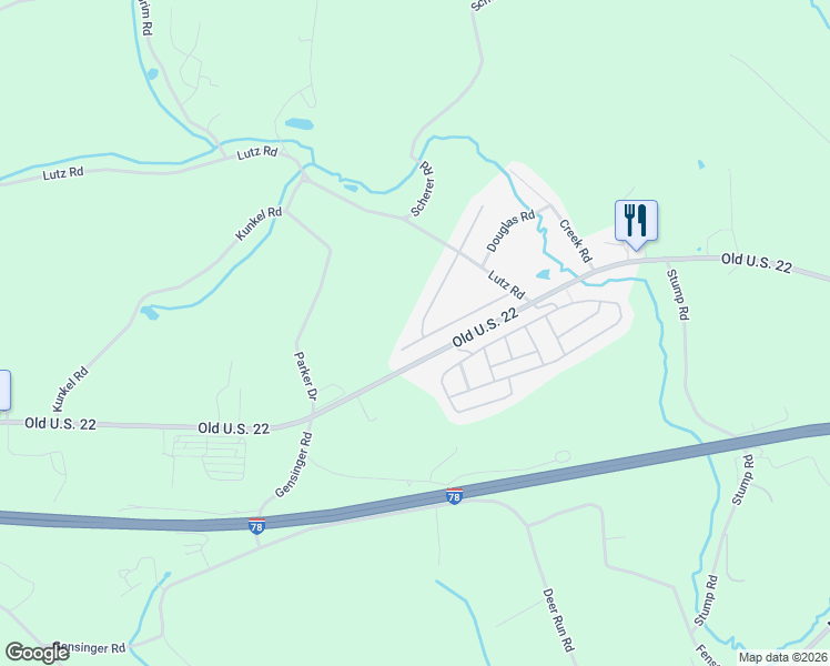 map of restaurants, bars, coffee shops, grocery stores, and more near 27 Daniel Road West in Kutztown
