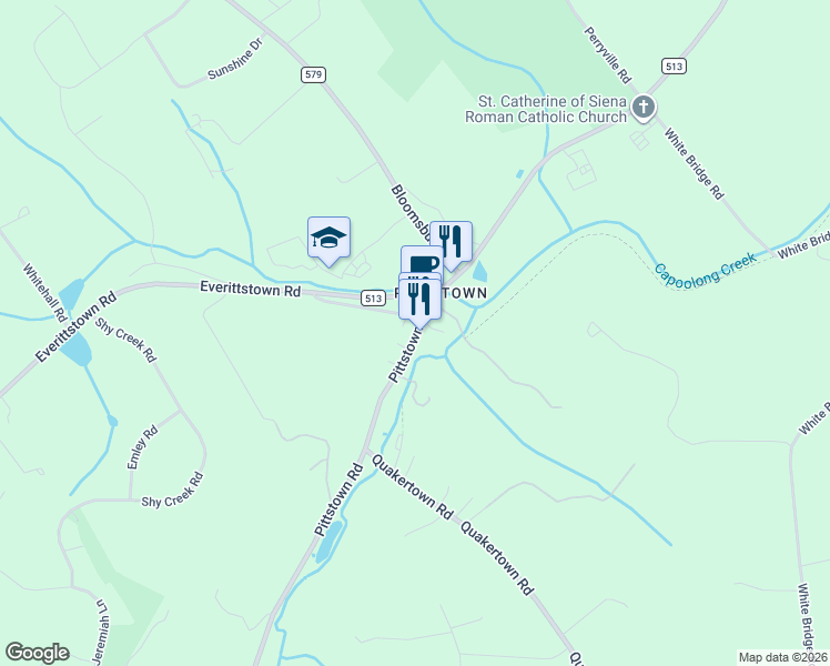 map of restaurants, bars, coffee shops, grocery stores, and more near 373 Pittstown Road in Franklin Township