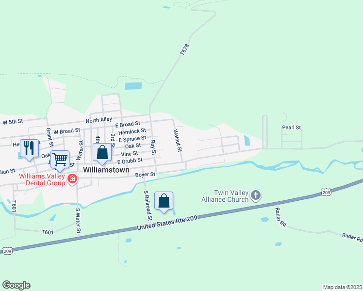 map of restaurants, bars, coffee shops, grocery stores, and more near 131 Walnut Street in Williamstown