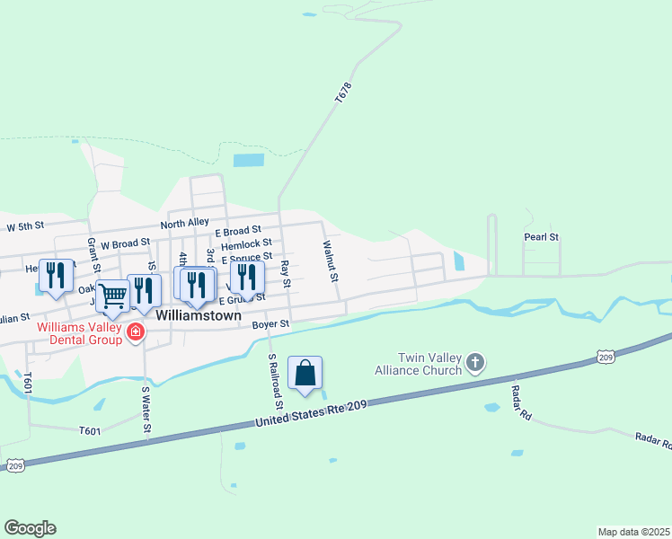 map of restaurants, bars, coffee shops, grocery stores, and more near 131 Walnut Street in Williamstown