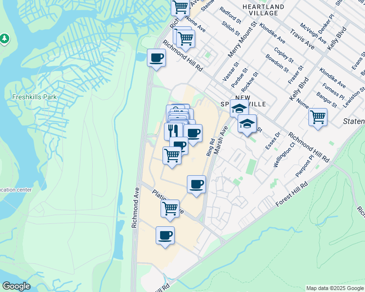 map of restaurants, bars, coffee shops, grocery stores, and more near 2655 Richmond Avenue in Staten Island