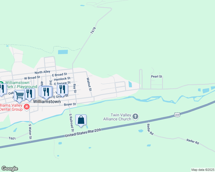map of restaurants, bars, coffee shops, grocery stores, and more near 460 Greenfield Street in Williamstown