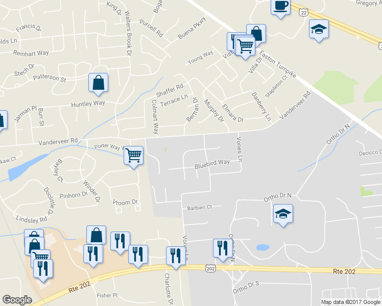 map of restaurants, bars, coffee shops, grocery stores, and more near 6 Cardinal Way in Raritan