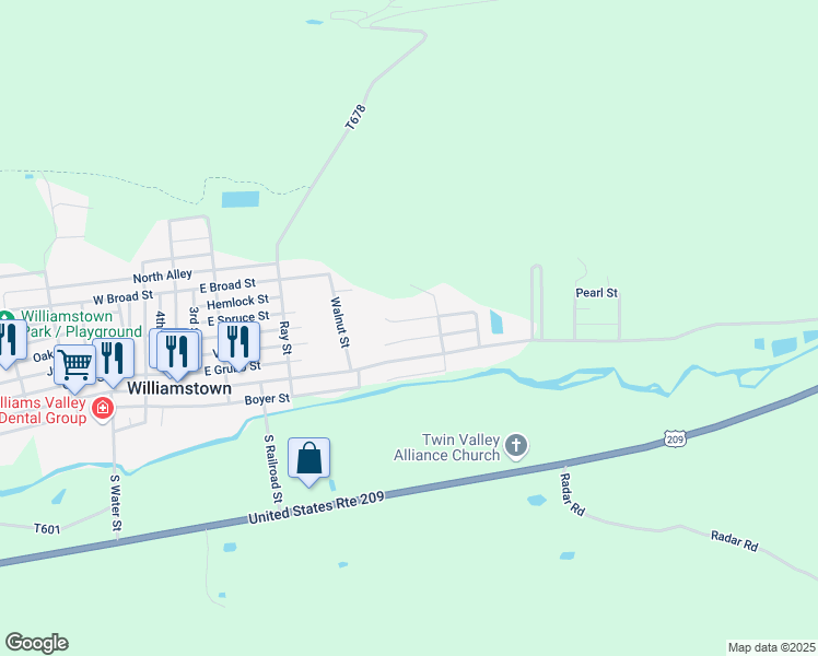 map of restaurants, bars, coffee shops, grocery stores, and more near 460 Greenfield Street in Williamstown