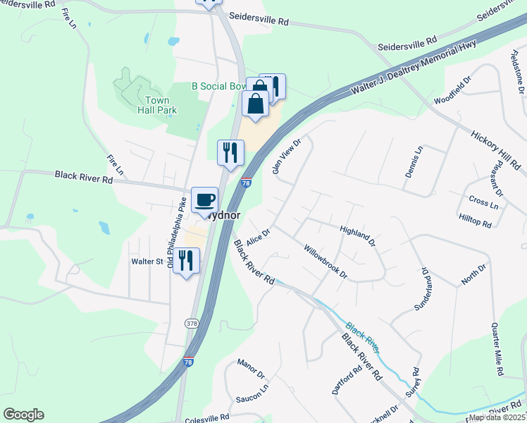map of restaurants, bars, coffee shops, grocery stores, and more near 1454 Essex Court in Bethlehem