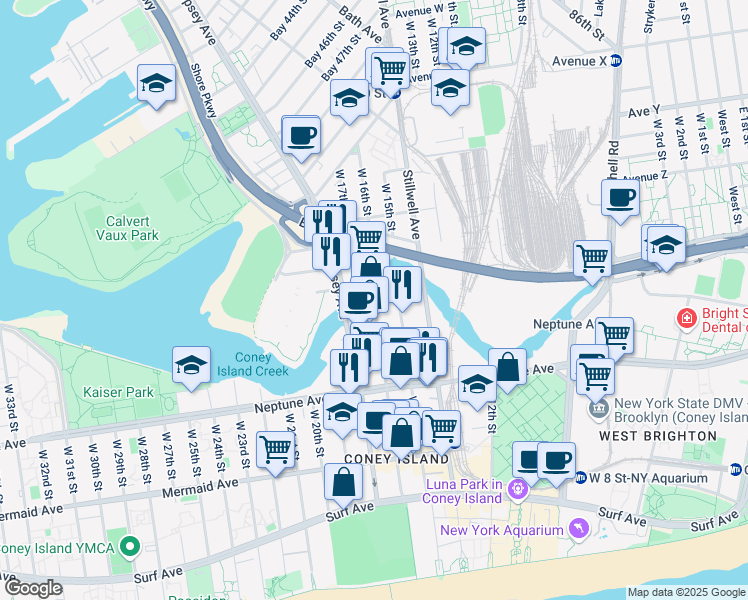 map of restaurants, bars, coffee shops, grocery stores, and more near 1509 Hart Place in Brooklyn