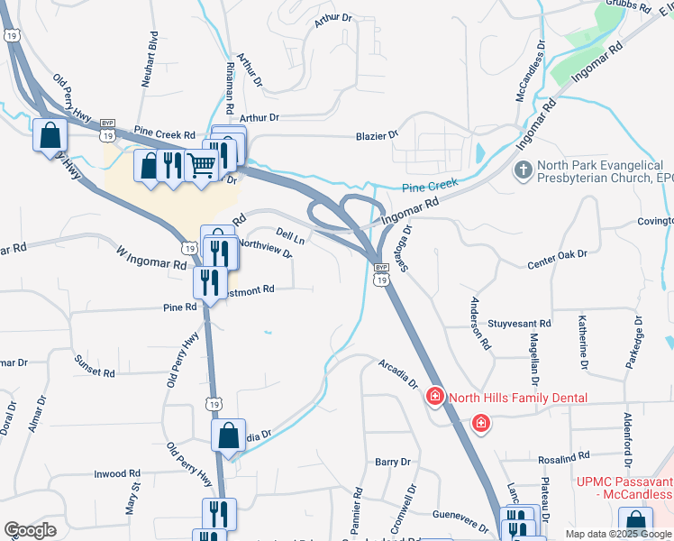 map of restaurants, bars, coffee shops, grocery stores, and more near 414 Walnut Court in Pittsburgh