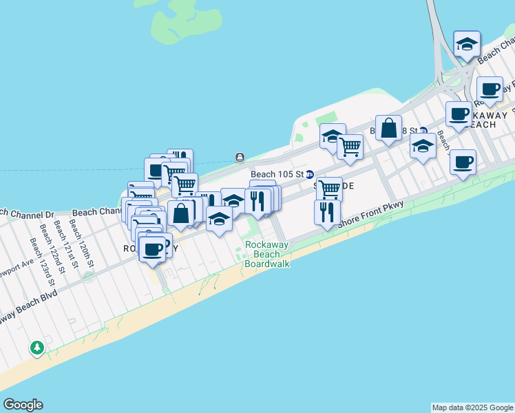 map of restaurants, bars, coffee shops, grocery stores, and more near in Queens